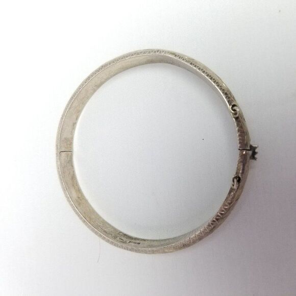 Vintage Sterling Silver Hinged Bangle Bracelet, AS IS, Signed ND, Estate - Picture 3 of 8